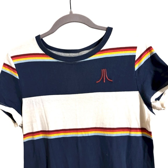 Junk Food Atari Striped White & Blue Mini Shirt Tunic‎ Dress Medium - Picture 3 of 6